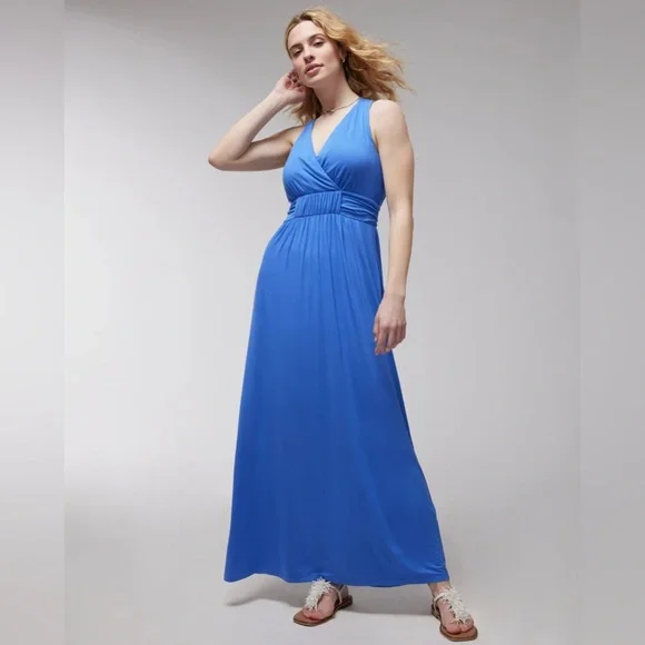 soma halter maxi dresses Women's Soft Jersey Twist-Front Halter Maxi Dress in Ivory size XS